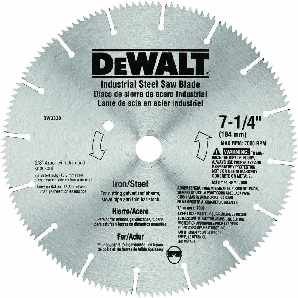 DEWALT 7-1/4-Inch Ijzer And Steel Cutting Segmented Saw Blade 5/8-Inch And Diamond Knockout Arbor,Silver