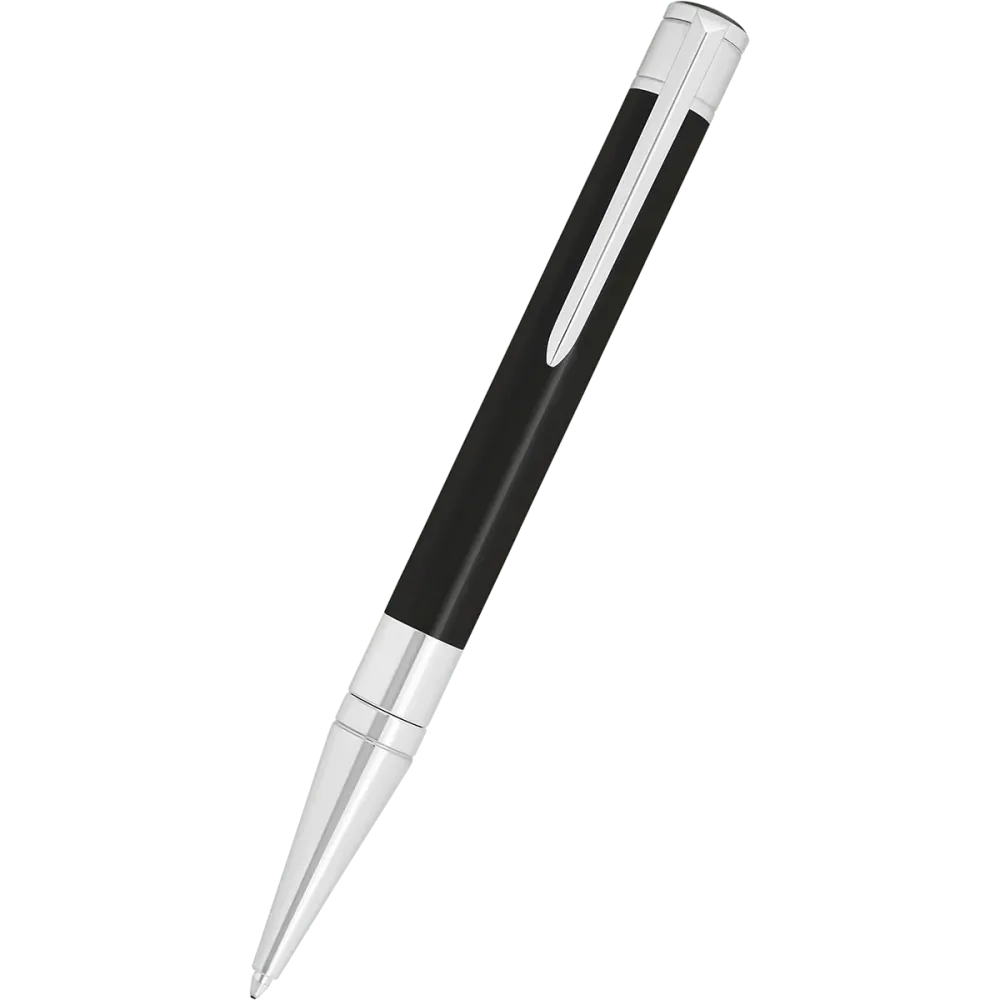 S T Dupont D-Initial Ballpoint Pen - Zwart - Chrome Trim met Tandkrans