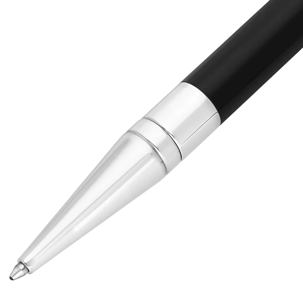 S T Dupont D-Initial Ballpoint Pen - Zwart - Chrome Trim met Tandkrans
