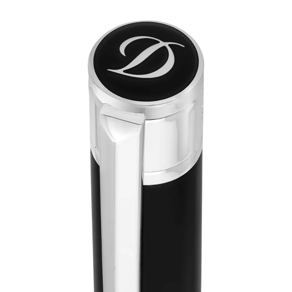 S T Dupont D-Initial Ballpoint Pen - Zwart - Chrome Trim met Tandkrans