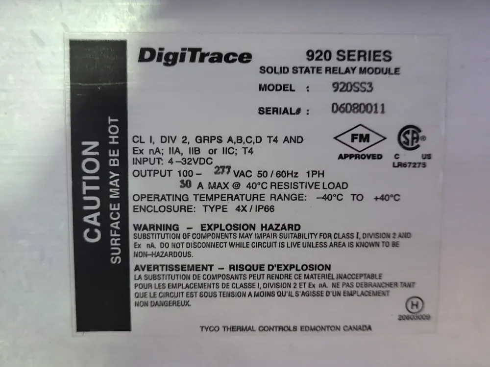 920 Series Heat Tracing Controller Assembly 920E9FWQSIS304SS3204LAM