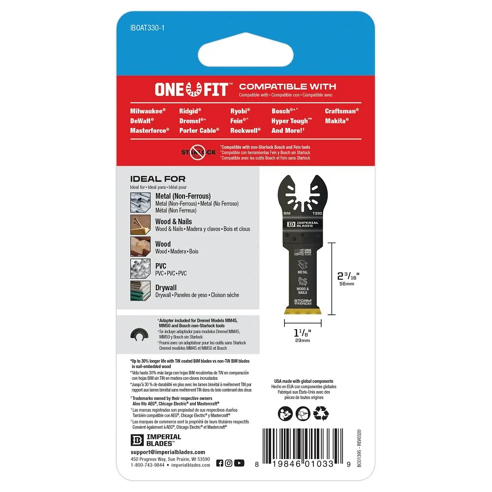 Milwaukee Tools ONE FIT 1-1/8" TIN VAN METAAL BLD 1PK IBOAT330-1