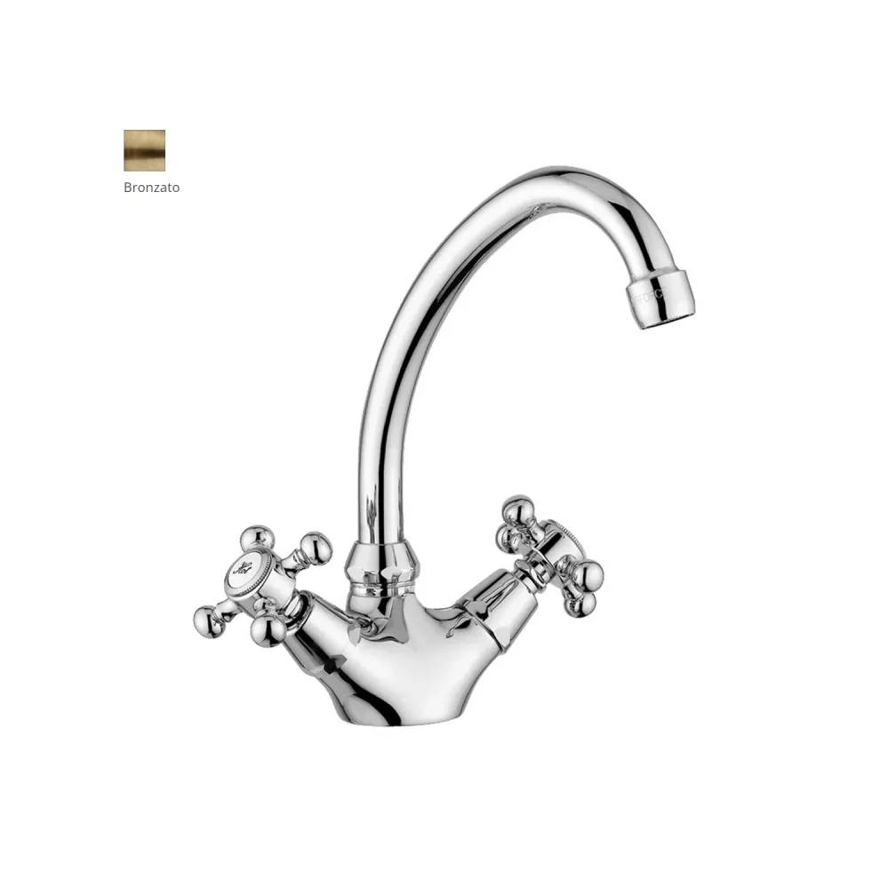 Single-hole sink adjustable spout Paffoni Viola series - Antiek brons