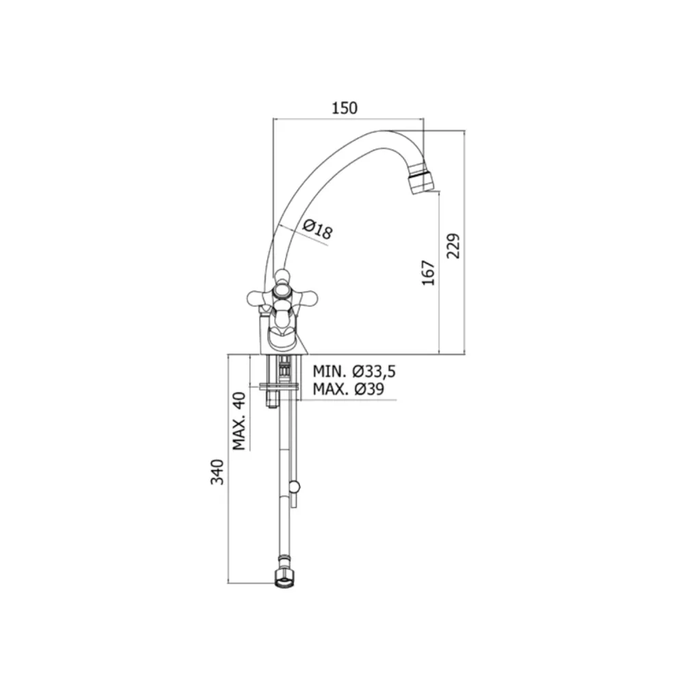 Single-hole sink adjustable spout Paffoni Viola series - Antiek brons
