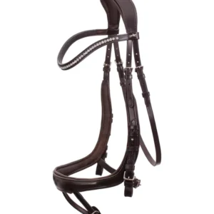 Drukknopsluiting Equitus Beta Anatomical Bridle Dark Brown/Silver X-Full