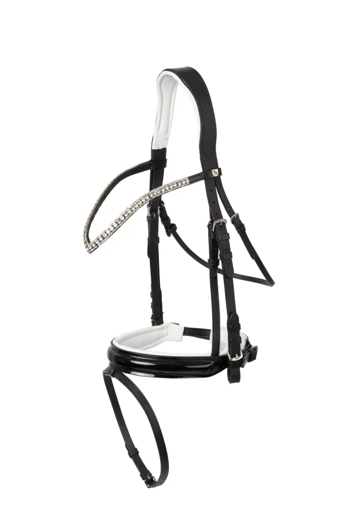 Grayson Anatomic Snaffle Bridle Black/White X-Full met Weerbestendige Afdichting