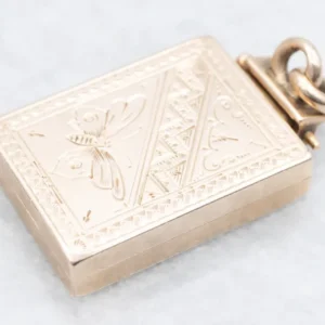 Ritsluiting Victorian Gold Lasergravering Monogram and Butterfly Rectangle Locket