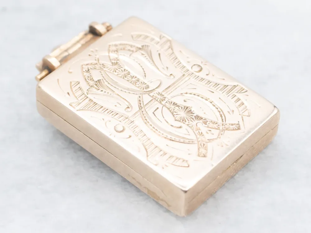 Ritsluiting Victorian Gold Lasergravering Monogram and Butterfly Rectangle Locket