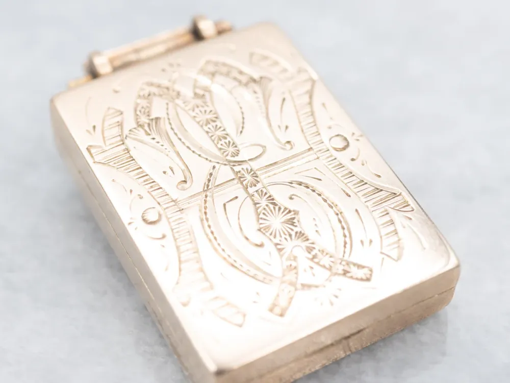 Ritsluiting Victorian Gold Lasergravering Monogram and Butterfly Rectangle Locket