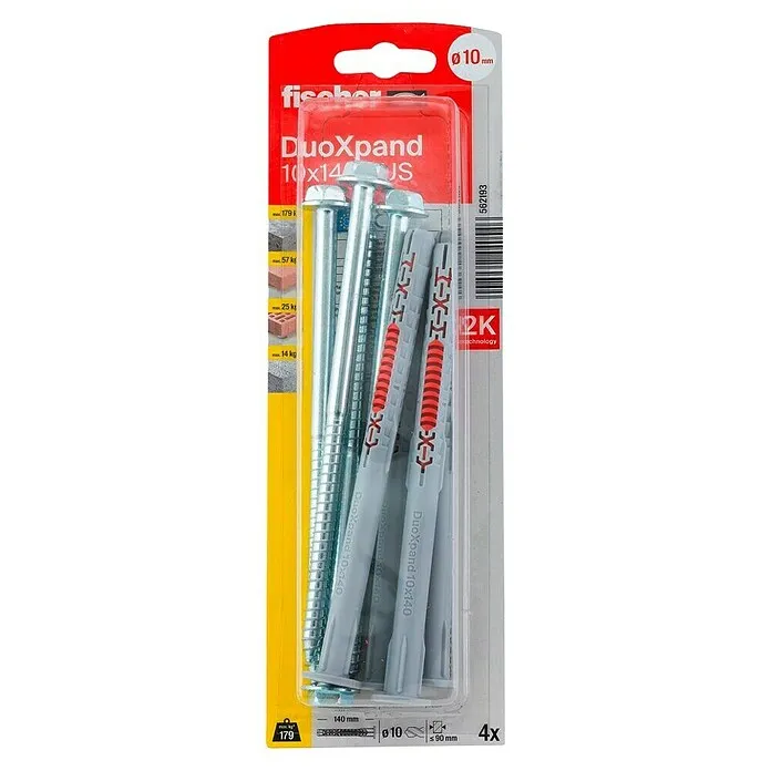 Fischer Constructieplug DuoXpand FUS - Ø x l: 10 x 140 mm, 4 st. BSPP Draad | Drukbestendig