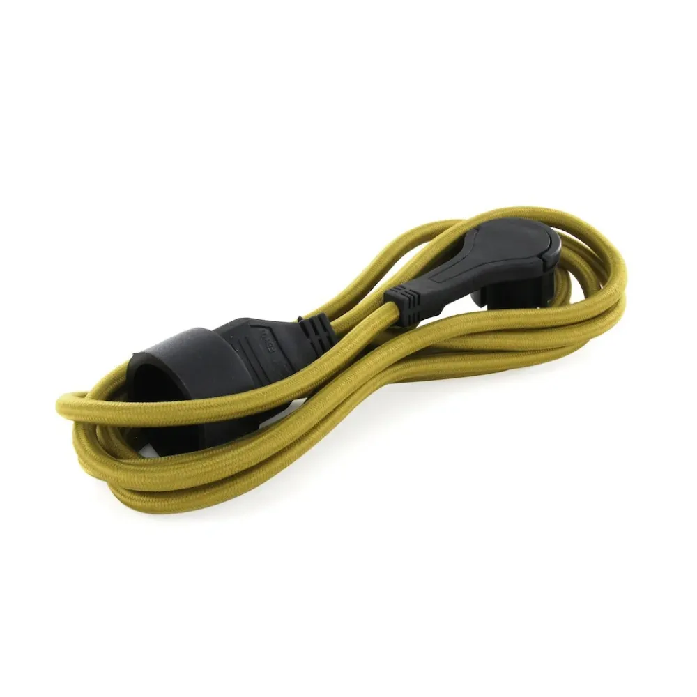 Khaki textile extension cord - ravenzwart flat plug - 5m (SCH)