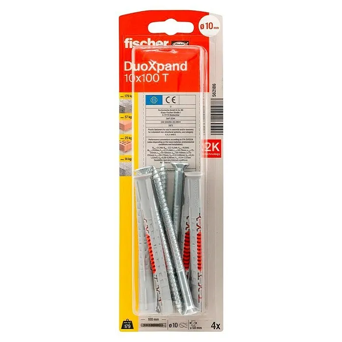 Met Veerring Fischer Constructieplug DuoXpand T40 - Ø x l: 10 x 100 mm, 4 st.
