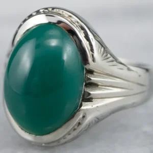 10K White Gold Appelgroen Onyx Ring