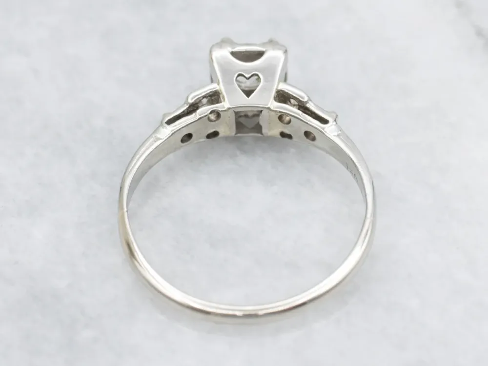 1940s Old Mine Cut Diamond Sweetheart Engagement Ring met CE-Keurmerk