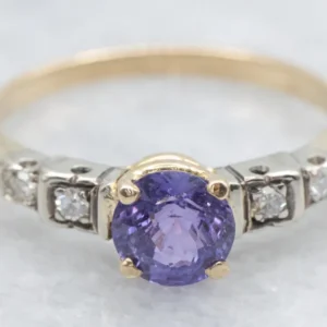 1950s Aubergine Sapphire and Diamond Ring