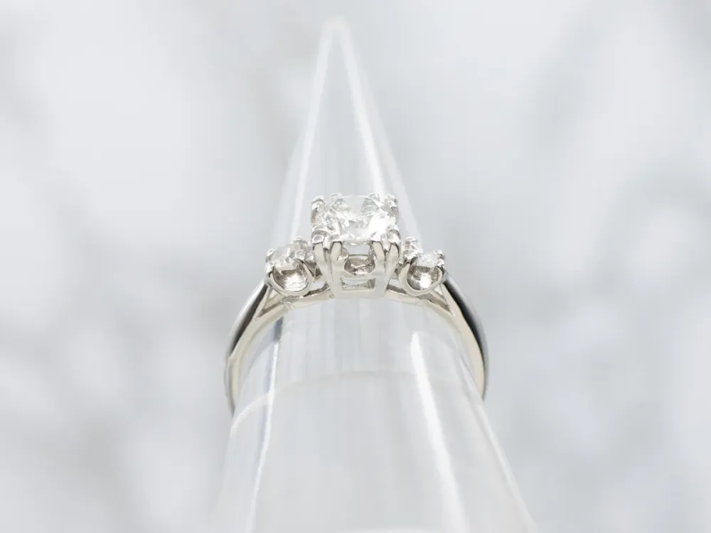 1950s Platinum European Cut Diamond Engagement Ring