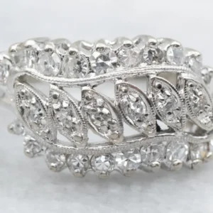 1950s Scrolling Diamond Cluster Ring