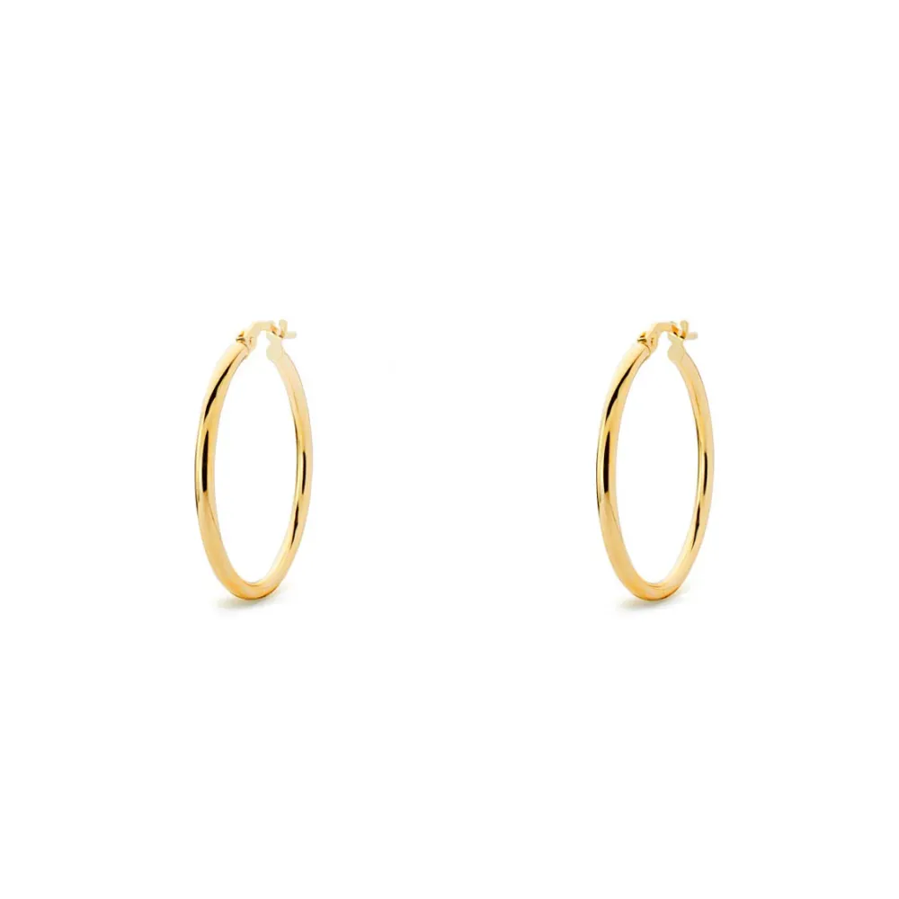 9ct Yellow Gold Hoops Earrings shine 33x1.5 mm