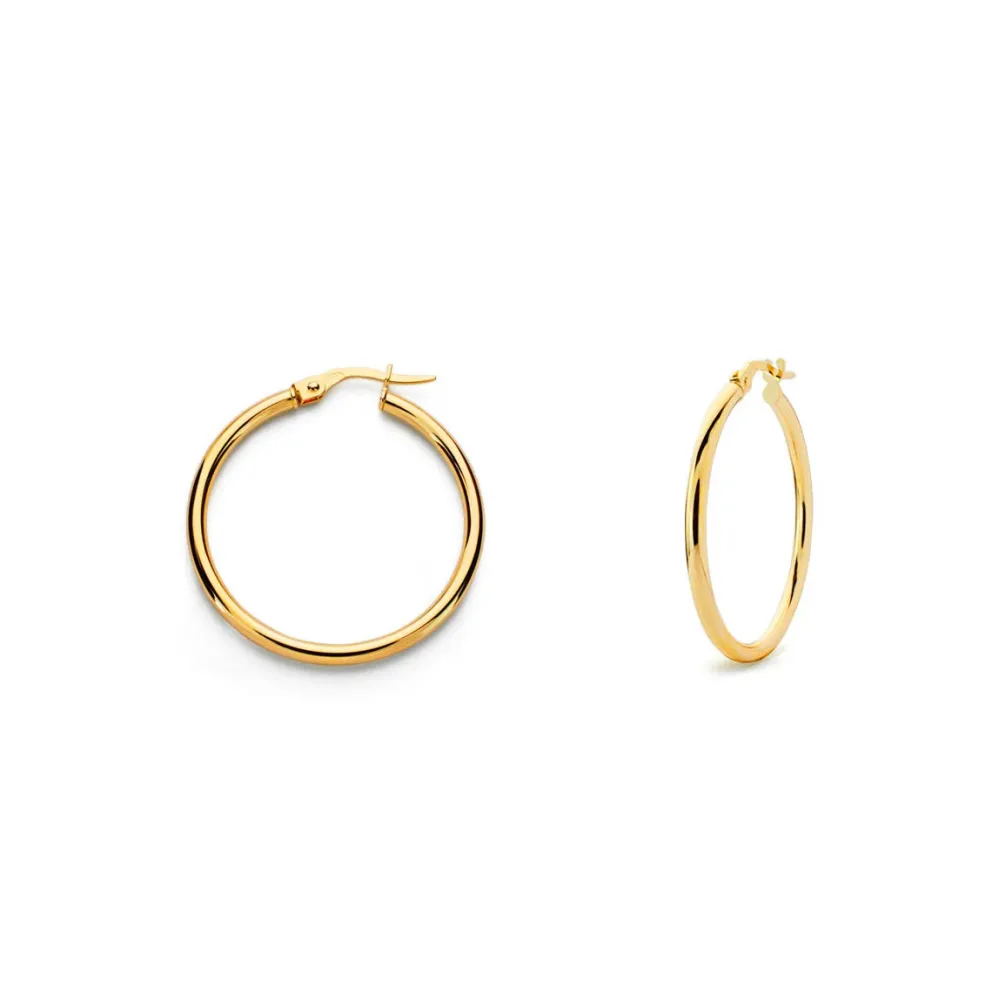 9ct Yellow Gold Hoops Earrings shine 33x1.5 mm