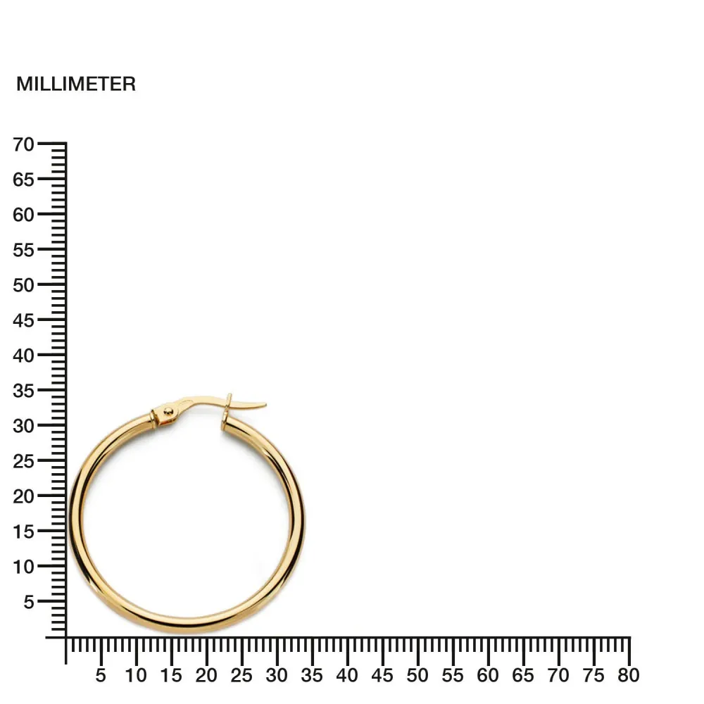 9ct Yellow Gold Hoops Earrings shine 33x1.5 mm
