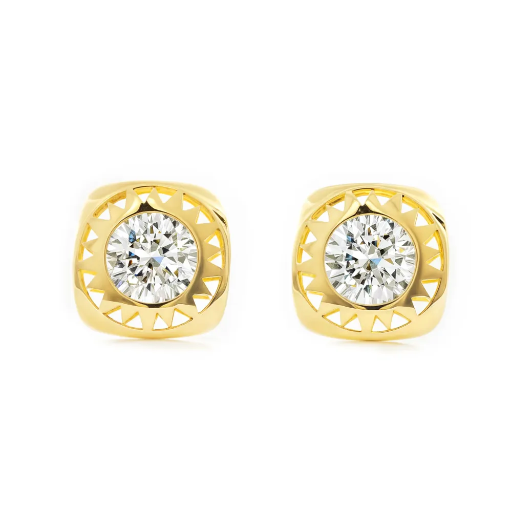 9ct Yellow Gold Square Cubic Zirconia Earrings shine