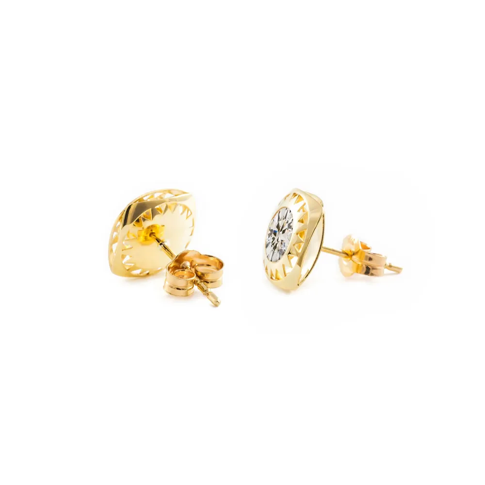 9ct Yellow Gold Square Cubic Zirconia Earrings shine