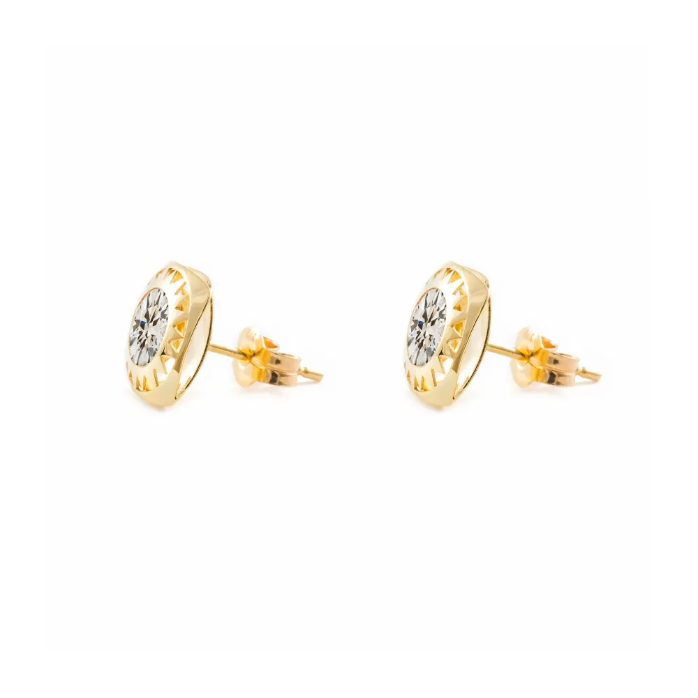 9ct Yellow Gold Square Cubic Zirconia Earrings shine