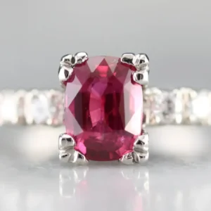 Amazing Platinum Ruby and Diamond Engagement Ring - DIN Norm
