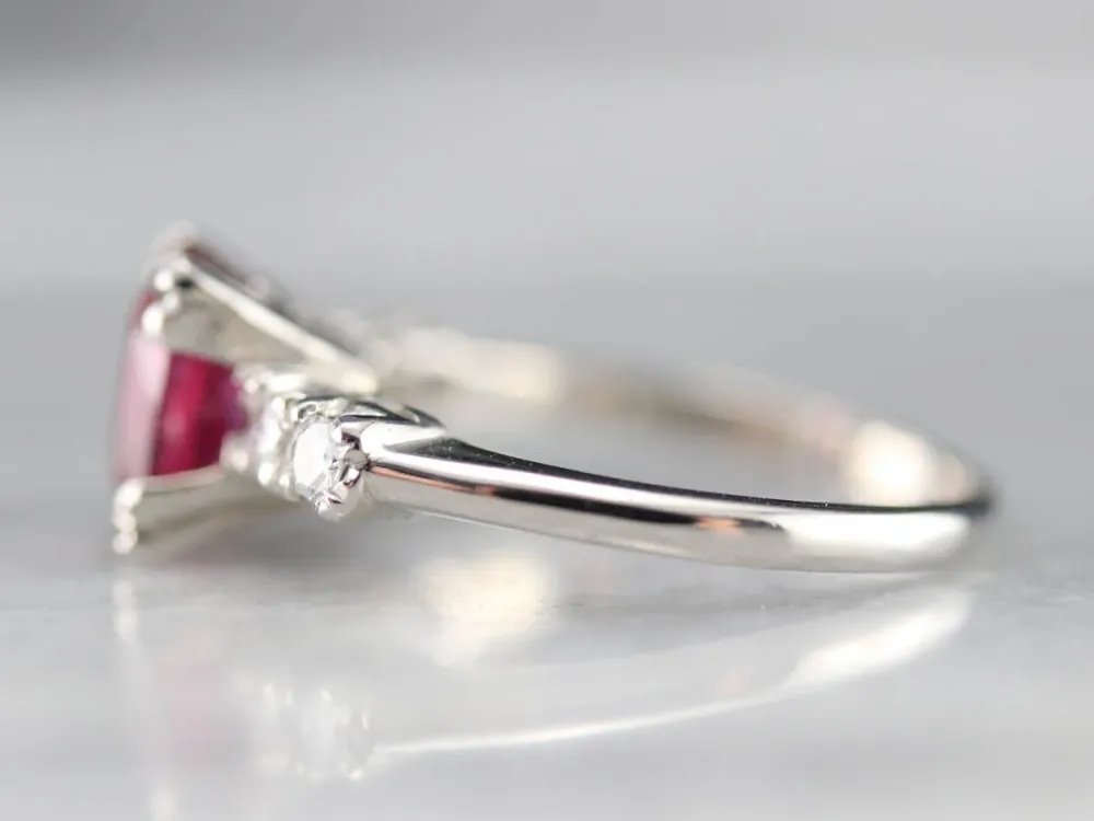 Amazing Platinum Ruby and Diamond Engagement Ring - DIN Norm