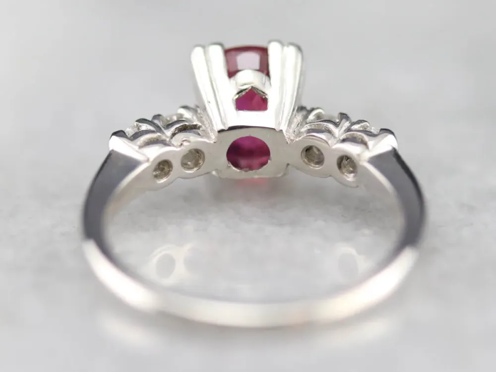 Amazing Platinum Ruby and Diamond Engagement Ring - DIN Norm
