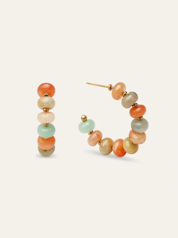 Ambar Stones Stainess Rvs Gold Earrings