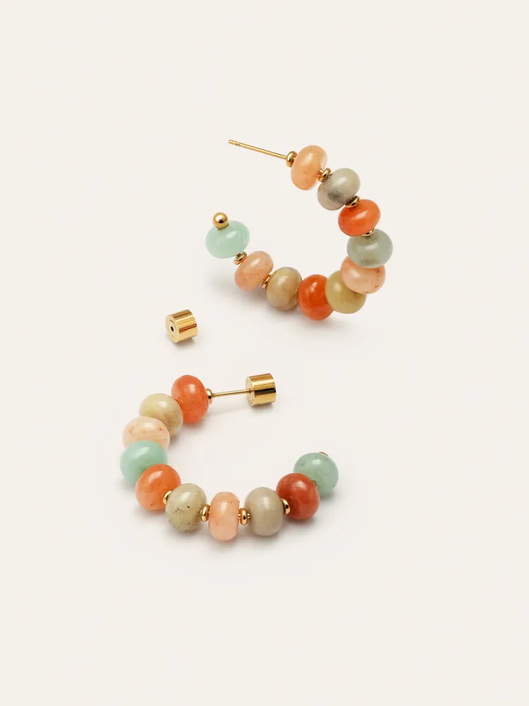 Ambar Stones Stainess Rvs Gold Earrings