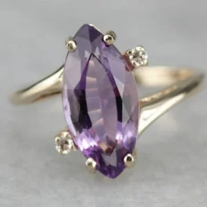 Amethyst and Diamond Bypass Ring - DIN Norm