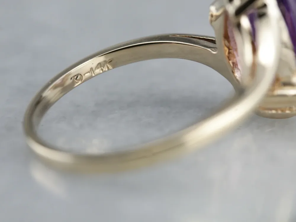 Amethyst and Diamond Bypass Ring - DIN Norm