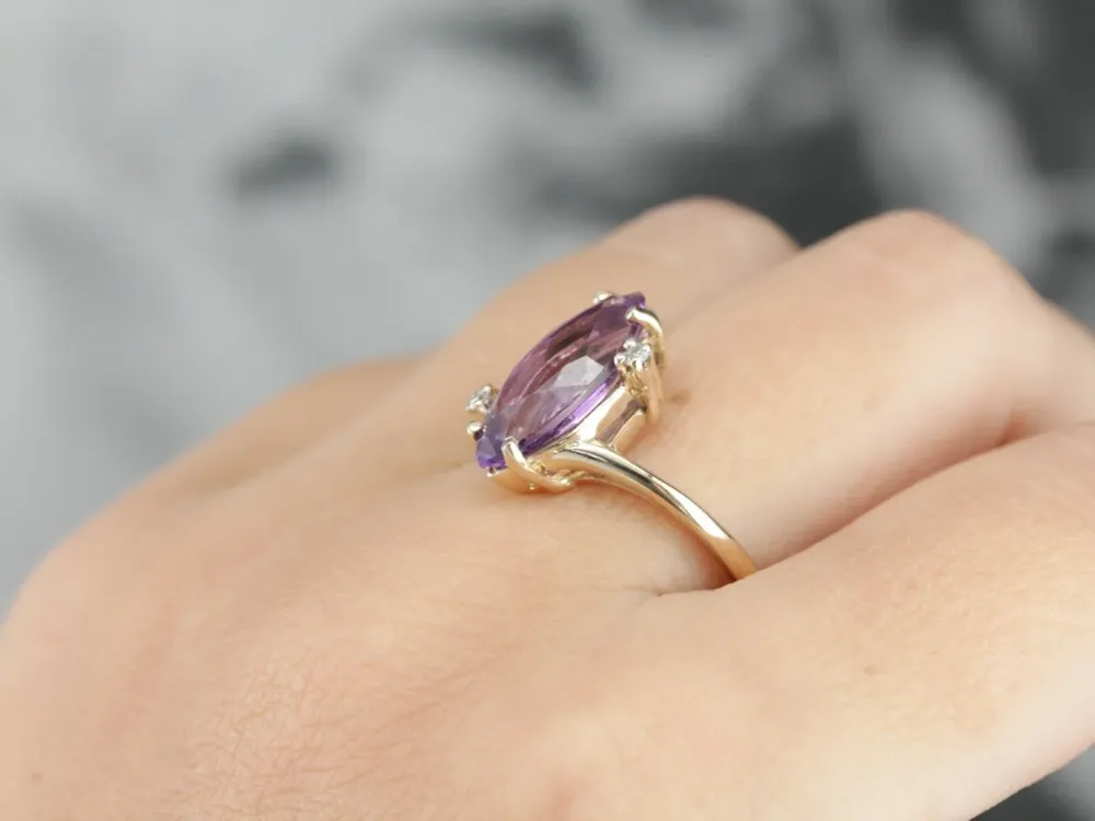 Amethyst and Diamond Bypass Ring - DIN Norm