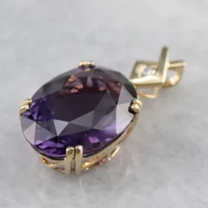 Amethyst Diamond Verguld Statement Pendant