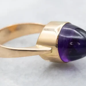 Amethyst High Dome Gouden Statement Ring