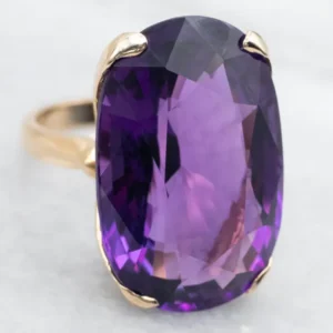 Amethyst Solitaire Cocktail Ring met CE-Keurmerk
