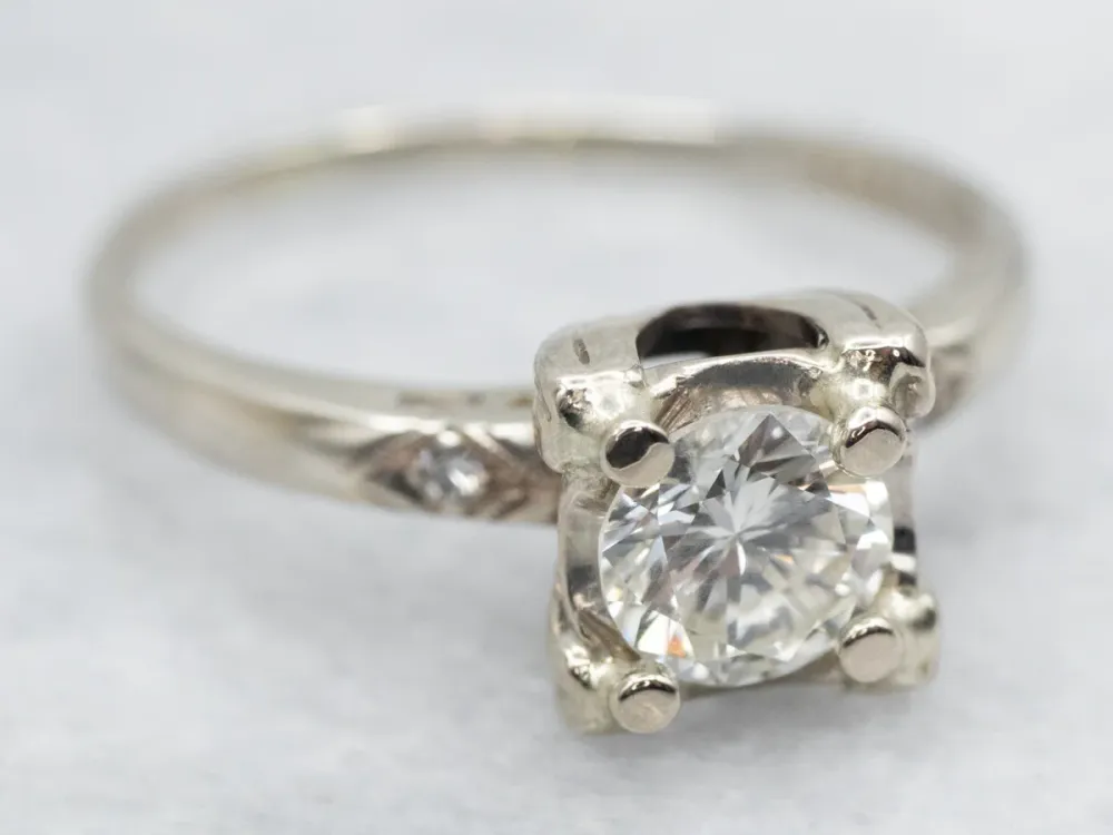 Antiekstijl Round Brilliant Diamond Engagement Ring