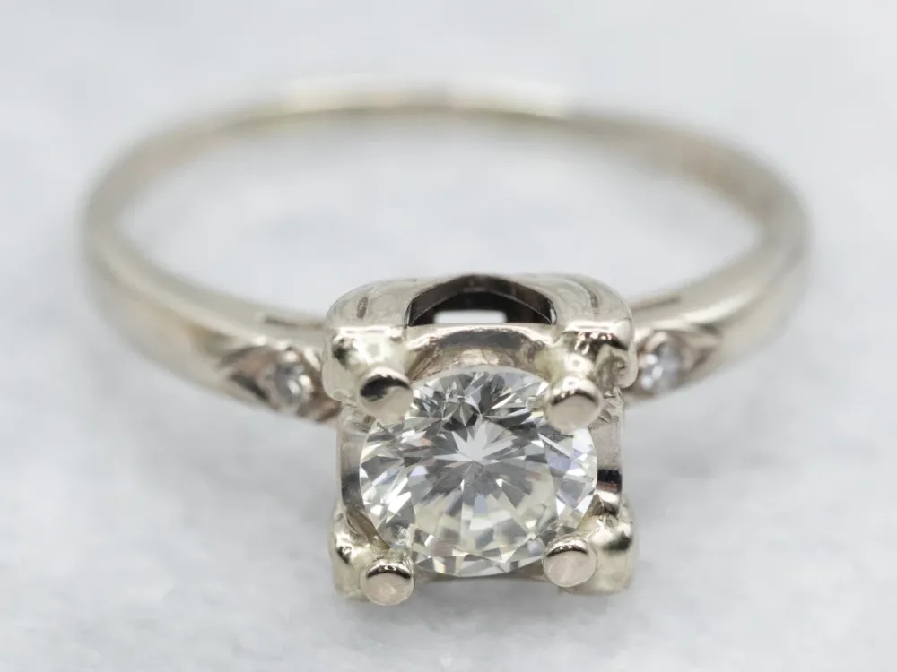 Antiekstijl Round Brilliant Diamond Engagement Ring