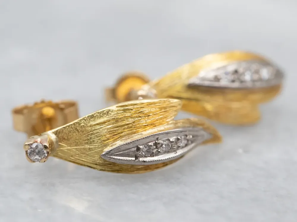 Antique Elements, Botanical Diamond and Goud Earrings