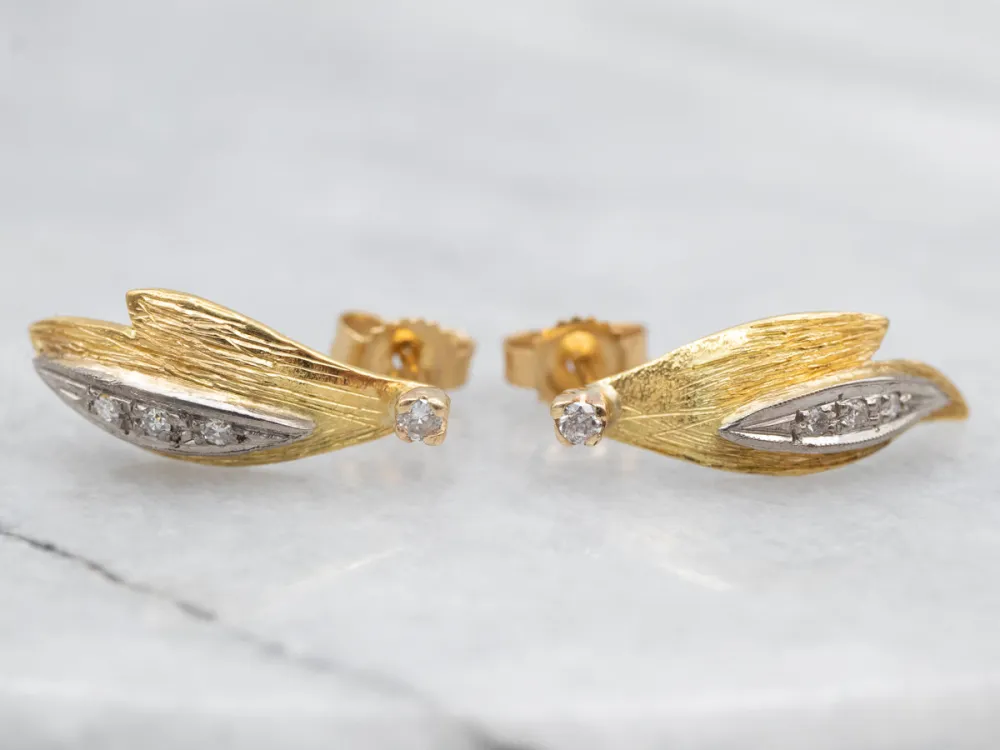 Antique Elements, Botanical Diamond and Goud Earrings