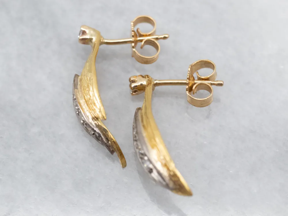 Antique Elements, Botanical Diamond and Verguld Earrings