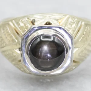 Antique Goud Star Sapphire Solitaire Ring