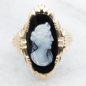 Antique Gouden Sardonyx Cameo Ring met CE-Keurmerk