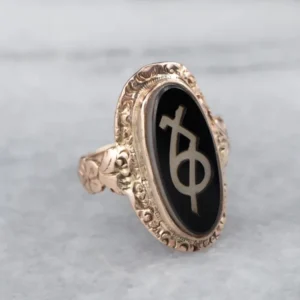 Antique Greek Sorority Onyx Ring - DIN Norm