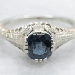 Antique Ostby and Barton Spinel Solitaire Engagement Ring - DIN Norm