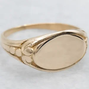 Antique Ostby and Barton Verguld Signet Ring - DIN Norm