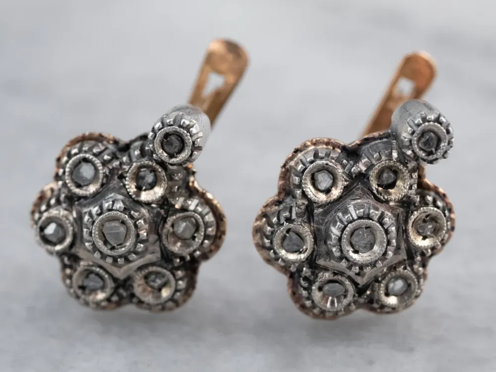 Antique Rose Cut Diamond Earrings - DIN Norm