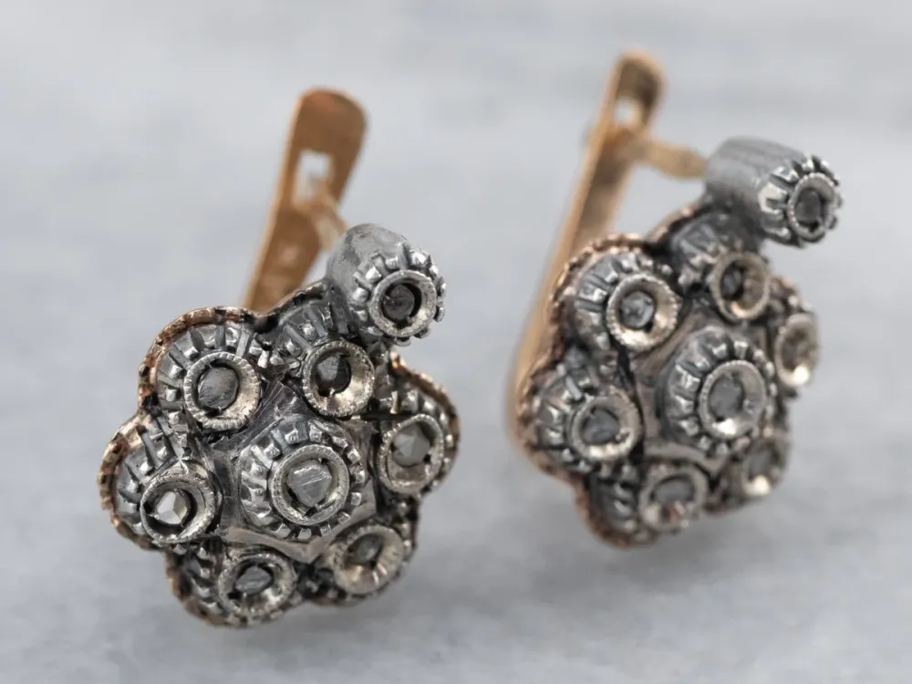 Antique Rose Cut Diamond Earrings - DIN Norm
